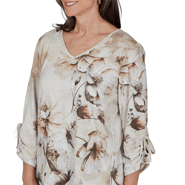 Womens Alfred Dunner Regent Street Tie Sleeve Floral Blouse