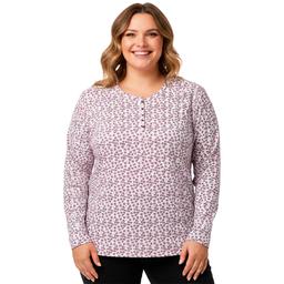 Plus Size Hasting & Smith Long Sleeve Ditsy Floral Henley Tee