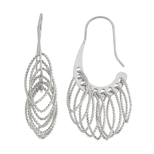 Fine Faux Rhodium Plated Oval Dangle Gypsy Earrings - image 