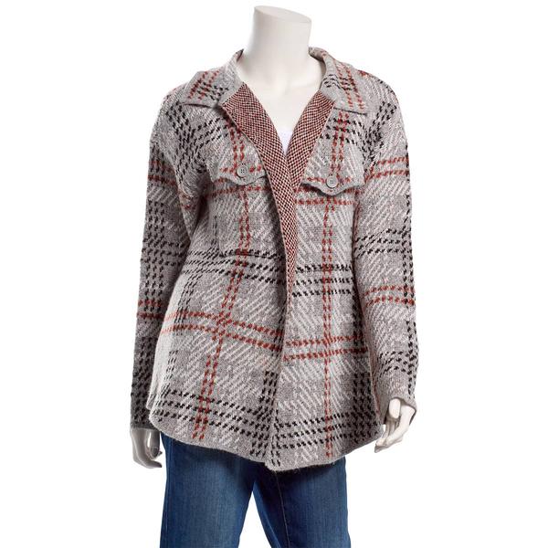 Womens By Design Long Sleeve Two Pocket Houndstooth Cardigan - image 