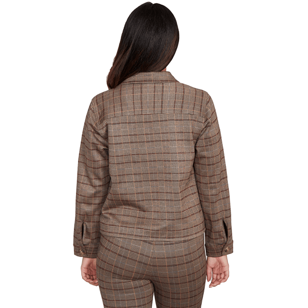 Womens Hearts of Palm Neutral Ground Long Sleeve Plaid Jacket