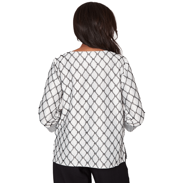 Womens Alfred Dunner Crowd Pleaser Spliced Diamond Textured Top