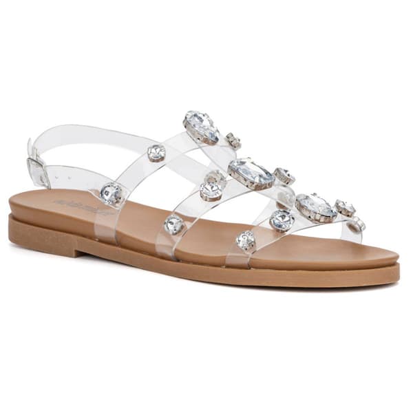 Womens Olivia Miller Crystal Clear Slide Sandals