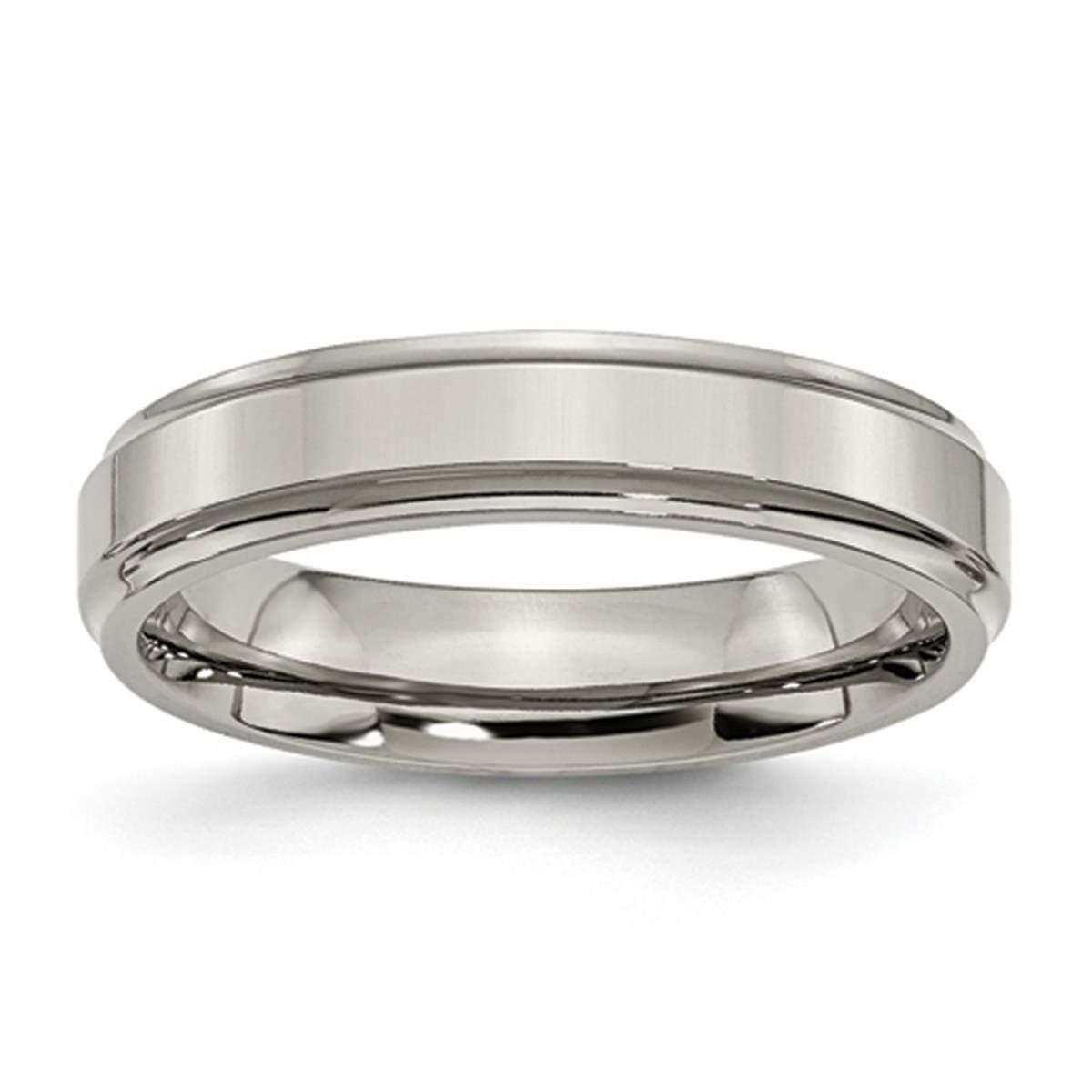 Mens Endless Affection™ 5mm Titanium Ridged Edge Polished...