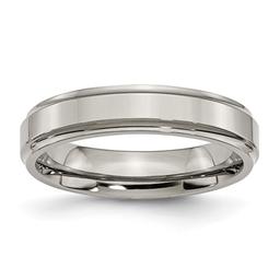 Mens Endless Affection(tm) 5mm Titanium Ridged Edge Polished Band