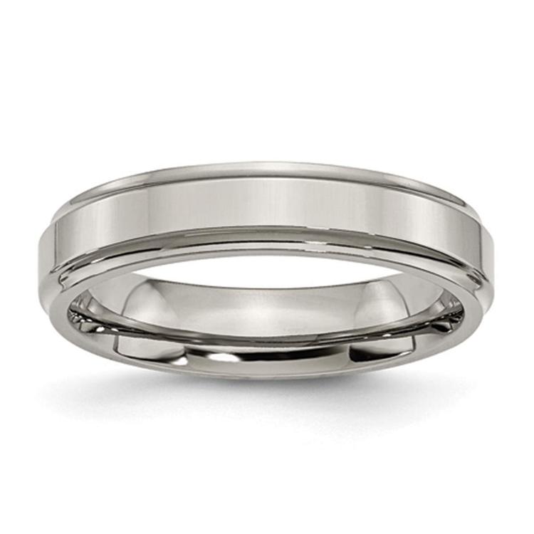 Mens Endless Affection(tm) 5mm Titanium Ridged Edge Polished Band