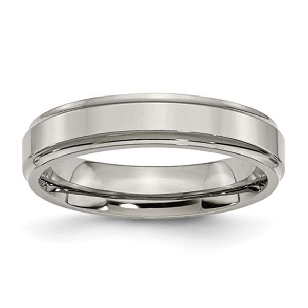 Mens Endless Affection(tm) 5mm Titanium Ridged Edge Polished Band - image 
