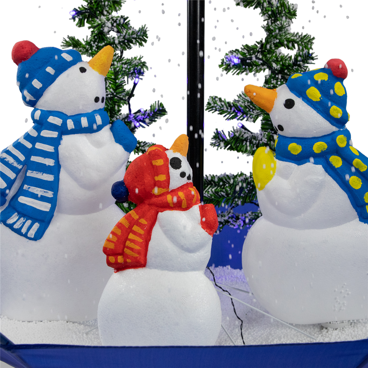Northlight Musical Snowman Family in Umbrella Christmas Décor