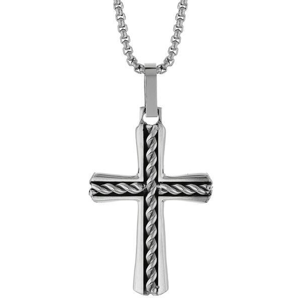 Mens Lynx Stainless Chain Cross Pendant - image 