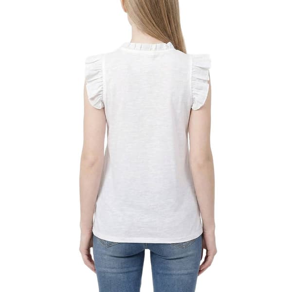 Womens NY Collection Flutter Cap Sleeve 1/4 Button Blouse