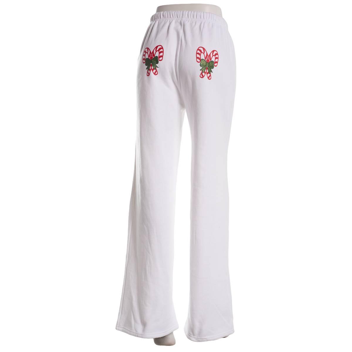 Juniors Rebel Veil Glitter Candy Cane Butt Wide Leg Sweatpants