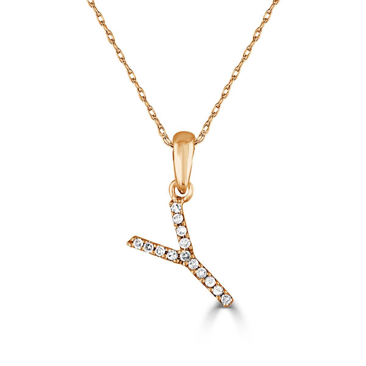 Diamond Classics™ 14kt. Rose Gold Initial Y Letter...