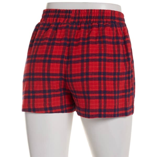 Juniors Derek Heart Flannel Plaid Boxer Shorts w/ Bow Patch