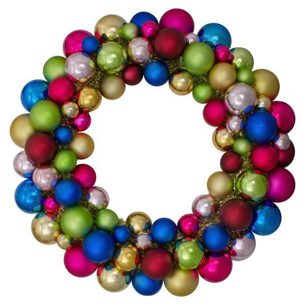 Northlight Seasonal 24in. Multicolor 2-Finish Christmas Wreath