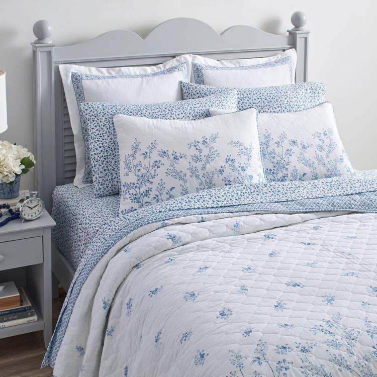 Laura Ashley® Flora 136 Thread Count Reversible Quilt Set