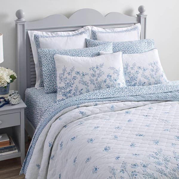 Laura Ashley&#174; Flora 136 Thread Count Reversible Quilt Set