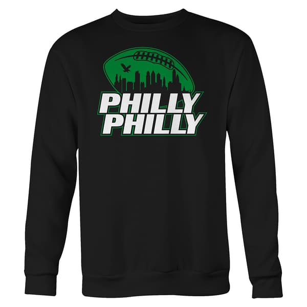 Mens Tailgate Football Philly Skyline Crew Neck Sweater - image 