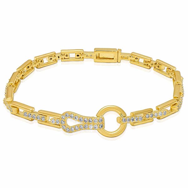 Gianni Argento Gold Plated Diamond Buckle Design Bracelet - image 