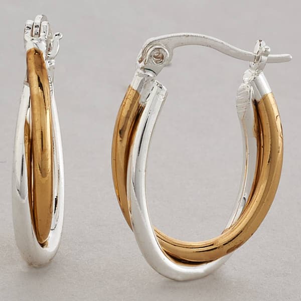 Design Collection Two-Tone Oval Twisted Hoop Earrings - image 