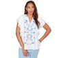 Womens Ruby Rd. French Riviera Ruffle Sleeve Embroidery Blouse - image 1
