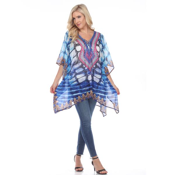 Womens White Mark Blue Aqua Caftan