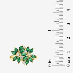 Gemstone Classics™ Lab Grown White Sapphire & Emerald Floral Ring