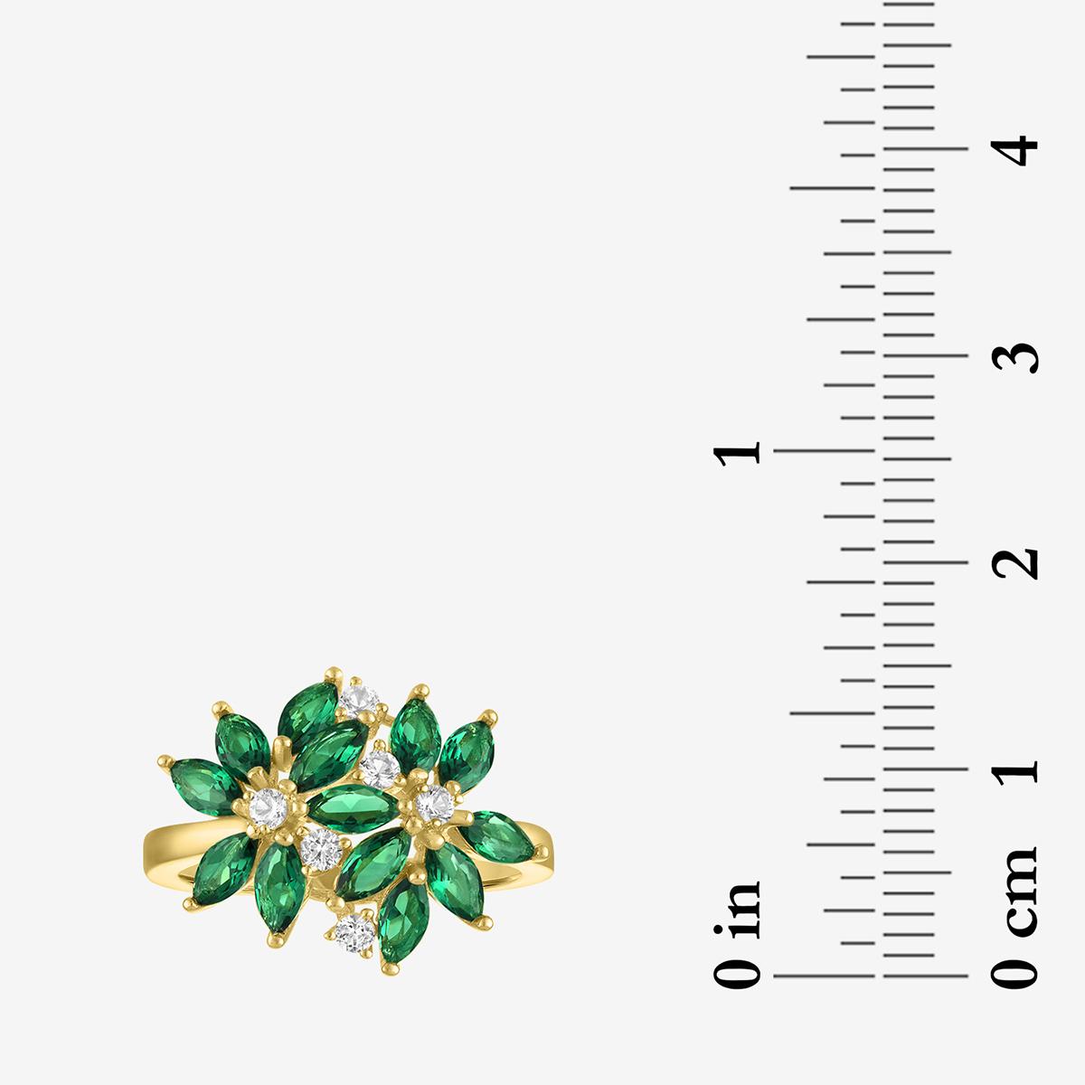 Gemstone Classics™ Lab Grown White Sapphire & Emerald Floral Ring