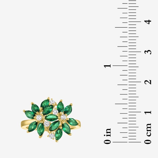 Gemstone Classics™ Lab Grown White Sapphire & Emerald Floral Ring