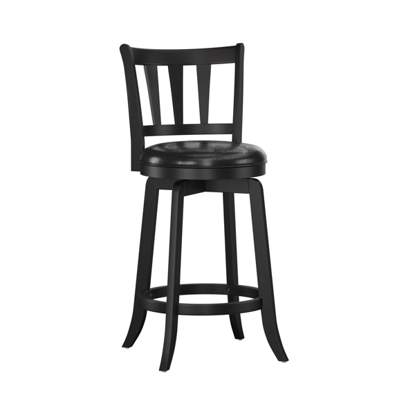 HH2 Home Presque Isle Black Wood Counter Height Swivel Stool