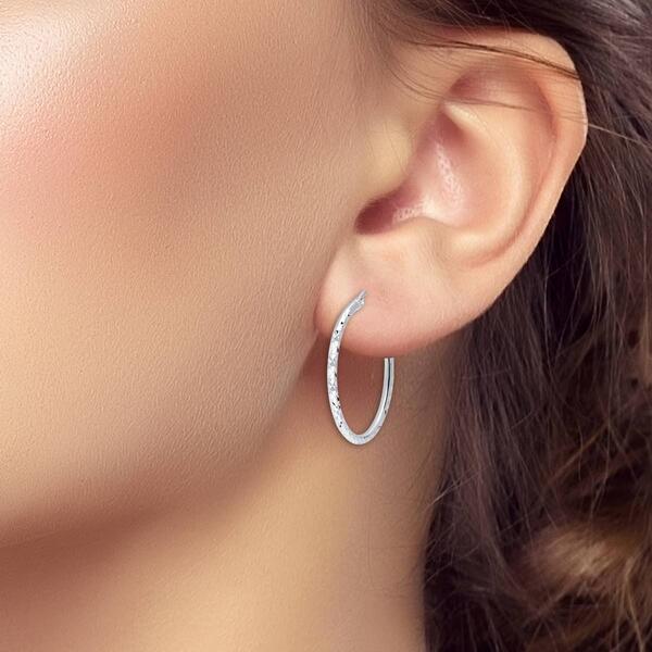 Designs by FMC 2mmx35mm Diamond Cut Round Hoop Earrings