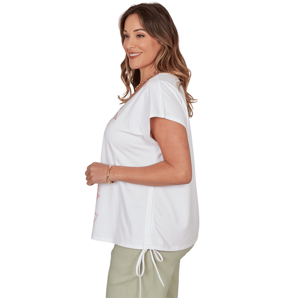Plus Size Hearts of Palm Bloom Service Cap Sleeve Floral Blouse