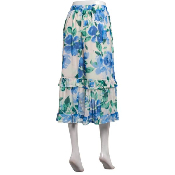 Womens Harlow & Rose Abstract Floral Tiered Ruffle Midi Skirt