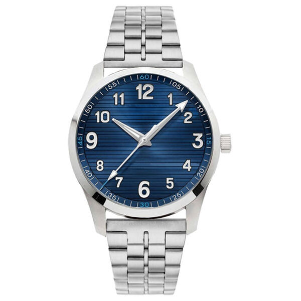 Mens Silver-Tone Navy Blue Textured Watch - 50540S-07-K28 - image 