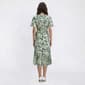 Womens Luxology Short Sleeve V Neck Tropical Leaf Midi Dress - image 2