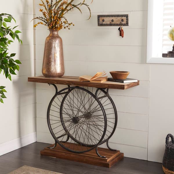 9th & Pike&#174; Brown Industrial-Inspired Wood Console Table