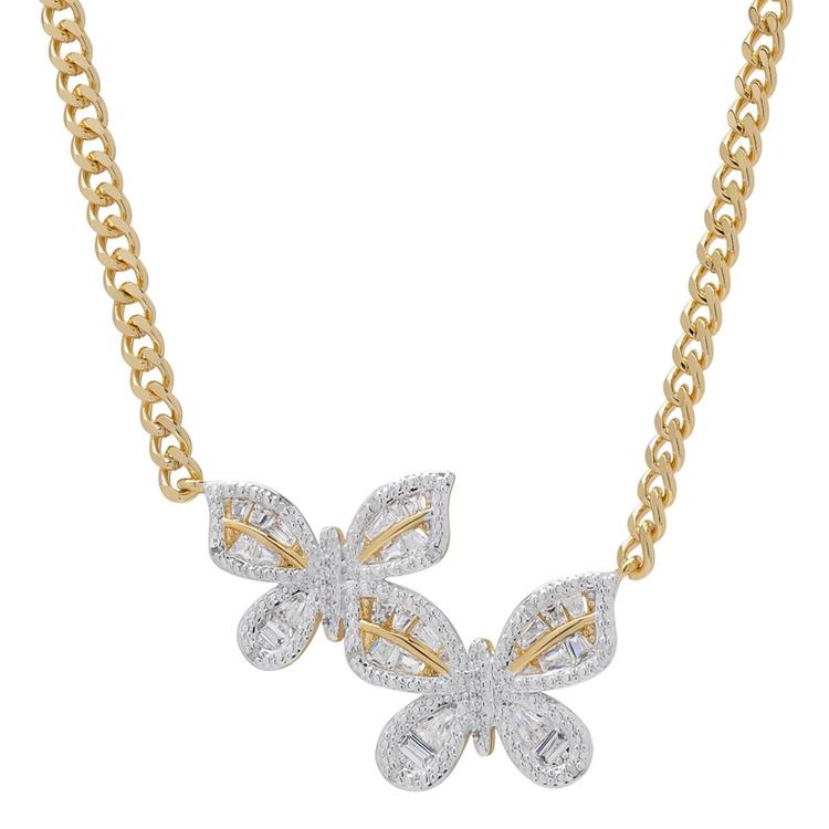 Gianni Argento Gold Plated Double Butterfly Necklace