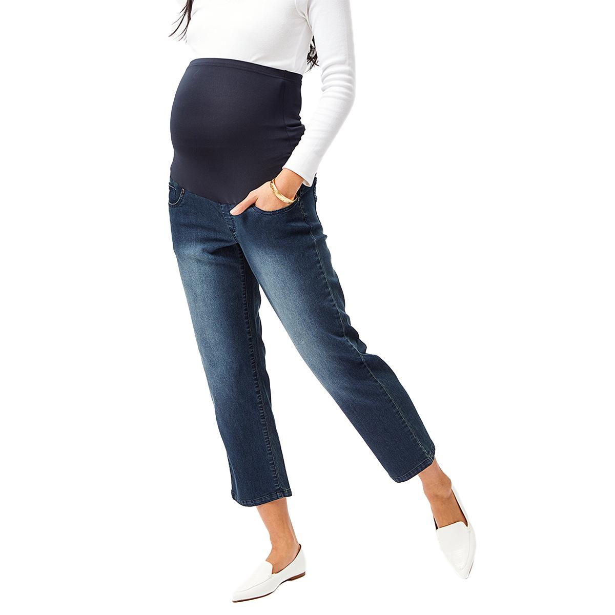 Womens Times Two Over the Belly Straight Maternity Capri...