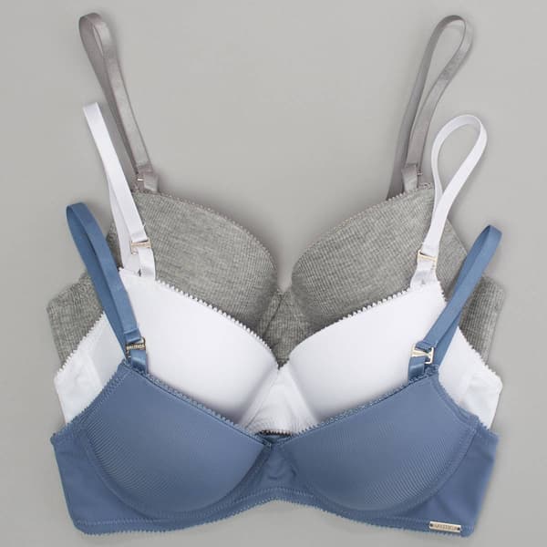 Womens Nautica 3pk. Micro Rib Bras w/Picot Edges NT6124-3PKAD - image 