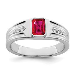 Mens Gentlemens Classics(tm) 14kt. Gold Ruby & 1/10ct. Diamond Ring