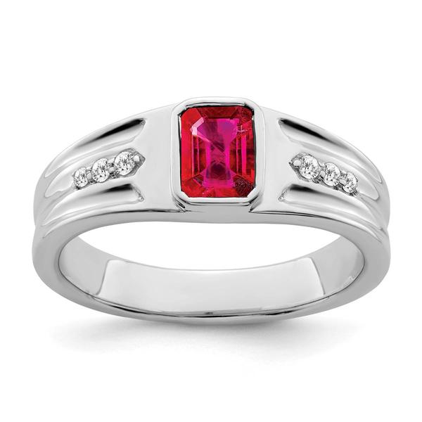 Mens Gentlemens Classics(tm) 14kt. Gold Ruby & 1/10ct. Diamond Ring - image 