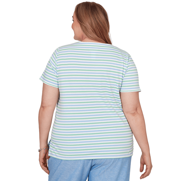Plus Size  Alfred Dunner Caribbean Blues Stripe Floral Tee