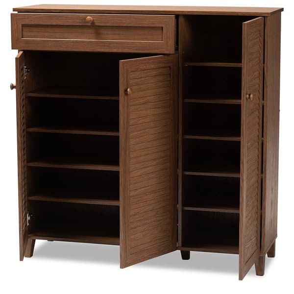 Baxton Studio Coolidge 11 Shelf Wooden Shoe Storage Cabinet