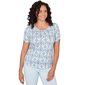 Plus Size Emaline Key Items Ruched Short Sleeve Medallion Tee - image 1