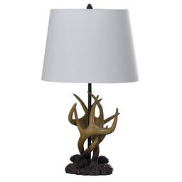 HomeRoots 26in. Natural and Brown Antlers Table Lamp