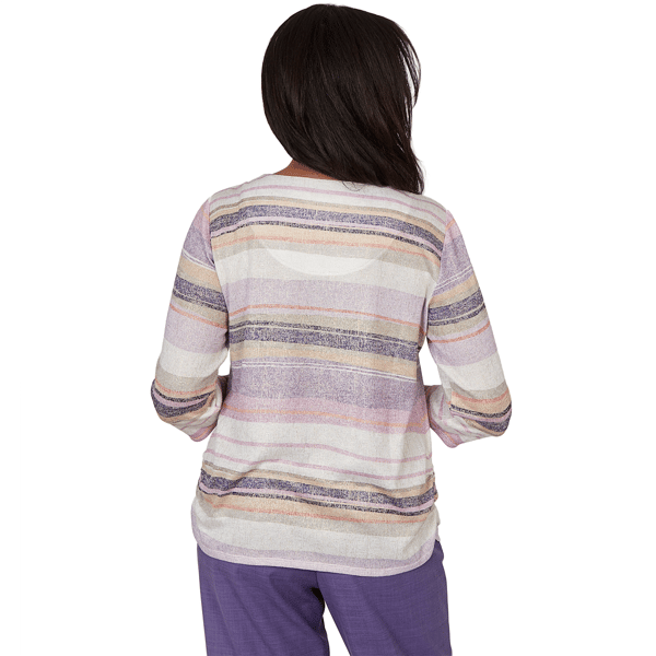 Womens Alfred Dunner Grand Bazaar 3/4 Sleeve Mix Stripe Blouse
