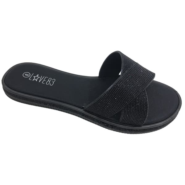 Womens Love 83 Black Cross Band Sandals - image 