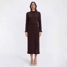 Womens Sandra Darren Long Sleeve Mock Neck Button Sheath Dress