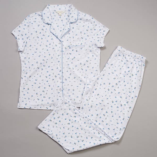 Womens Laura Ashley Short Sleeve Cherries & Hearts Pajama Set