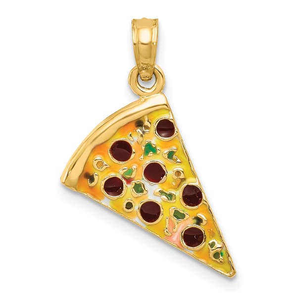 Unisex Gold Classics(tm) 14kt Gold Enamel Pizza Slice Pendant - image 