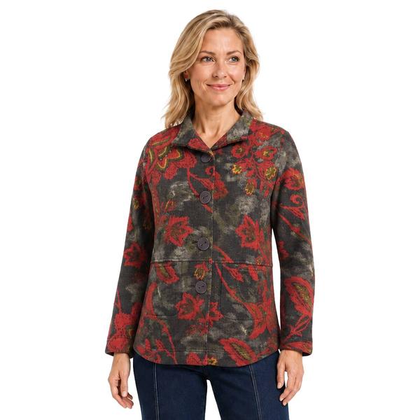 Plus Size Ali Miles Long Sleeve Wire Collar Paisley Floral Butto - image 